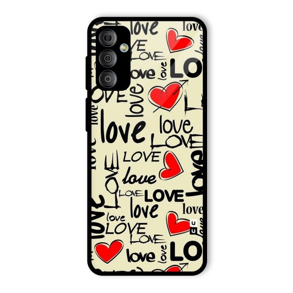 Love Hearts Pattern Glass Back Case for Galaxy F23