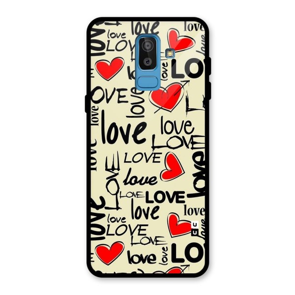 Love Hearts Pattern Glass Back Case for Galaxy J8