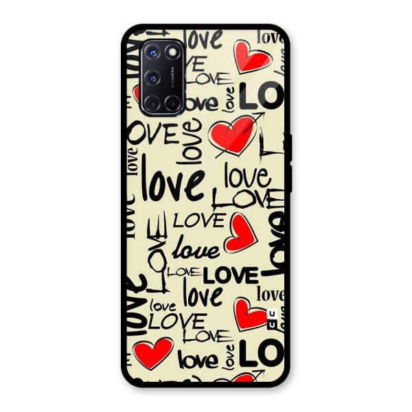 Love Hearts Pattern Glass Back Case for Oppo A52