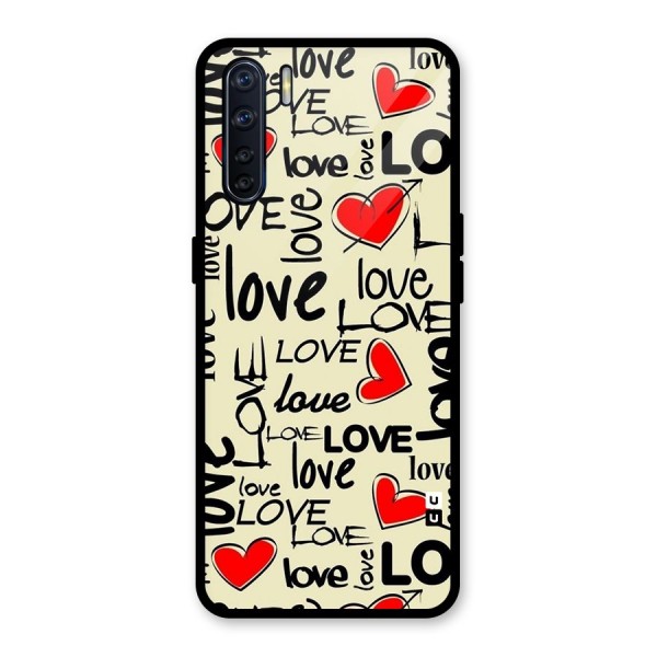 Love Hearts Pattern Glass Back Case for Oppo F15