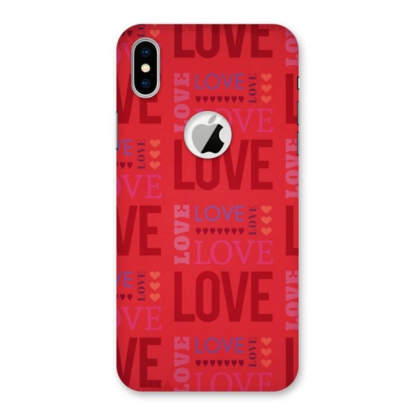 Love Pattern Back Case for iPhone XS Logo Cut