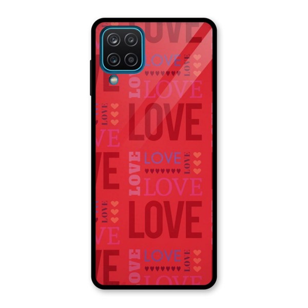 Love Pattern Glass Back Case for Galaxy A12