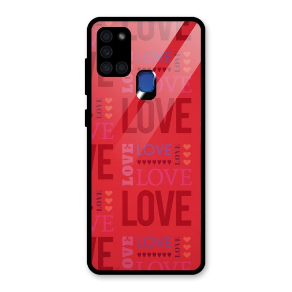 Love Pattern Glass Back Case for Galaxy A21s