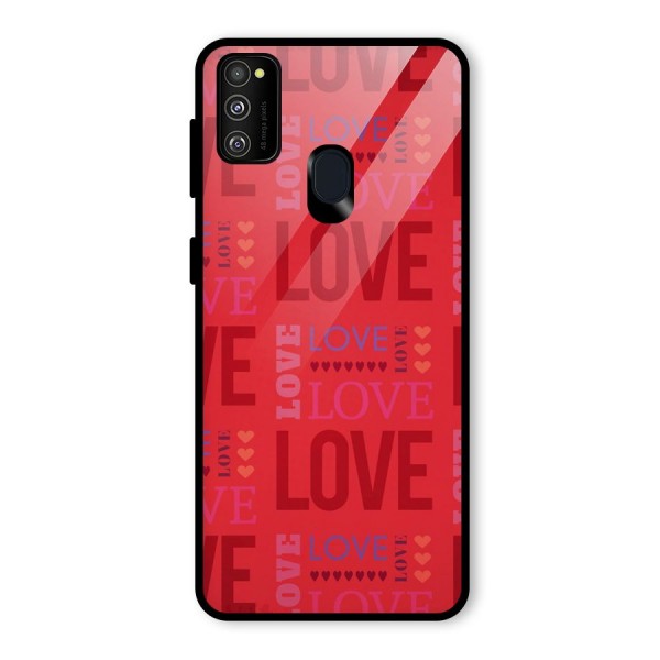 Love Pattern Glass Back Case for Galaxy M21