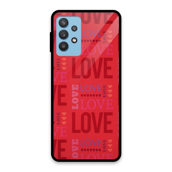 Love Pattern Glass Back Case for Galaxy M32 5G