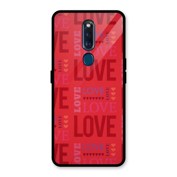 Love Pattern Glass Back Case for Oppo F11 Pro