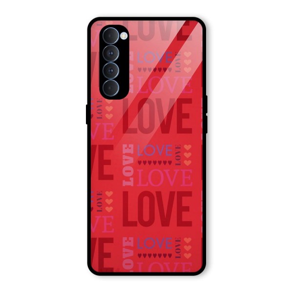 Love Pattern Glass Back Case for Oppo Reno4 Pro