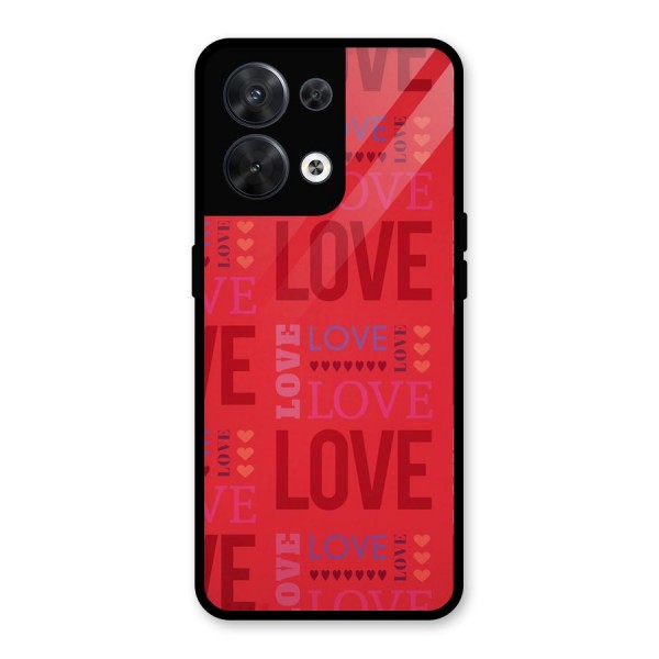 Love Pattern Glass Back Case for Oppo Reno8 5G