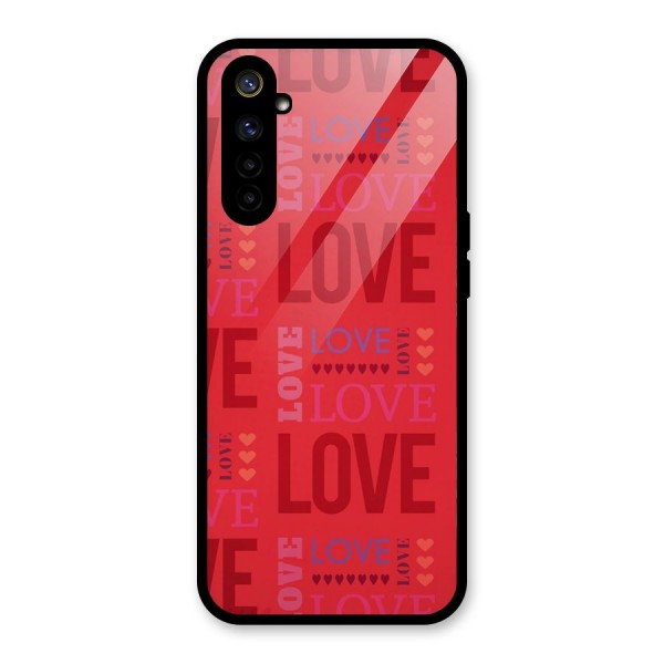 Love Pattern Glass Back Case for Realme 6