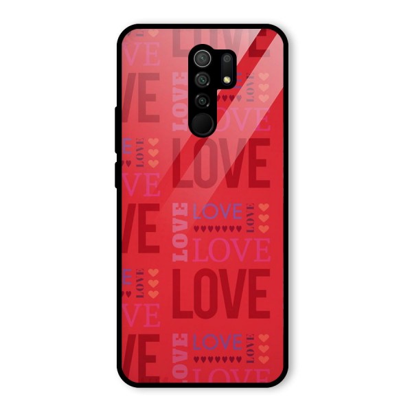 Love Pattern Glass Back Case for Redmi 9 Prime