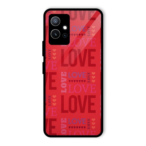 Love Pattern Glass Back Case for Vivo T1 5G