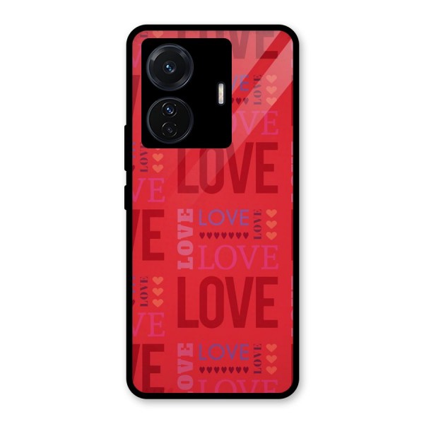 Love Pattern Glass Back Case for Vivo T1 Pro