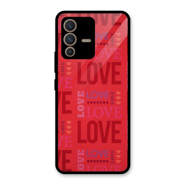 Love Pattern Glass Back Case for Vivo V23 5G