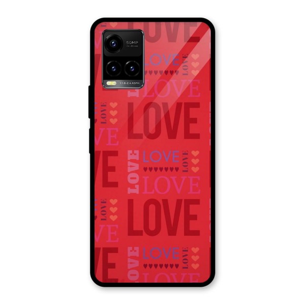 Love Pattern Glass Back Case for Vivo Y21 2021