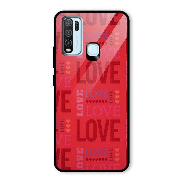 Love Pattern Glass Back Case for Vivo Y30