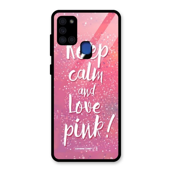 Love Pink Glass Back Case for Galaxy A21s