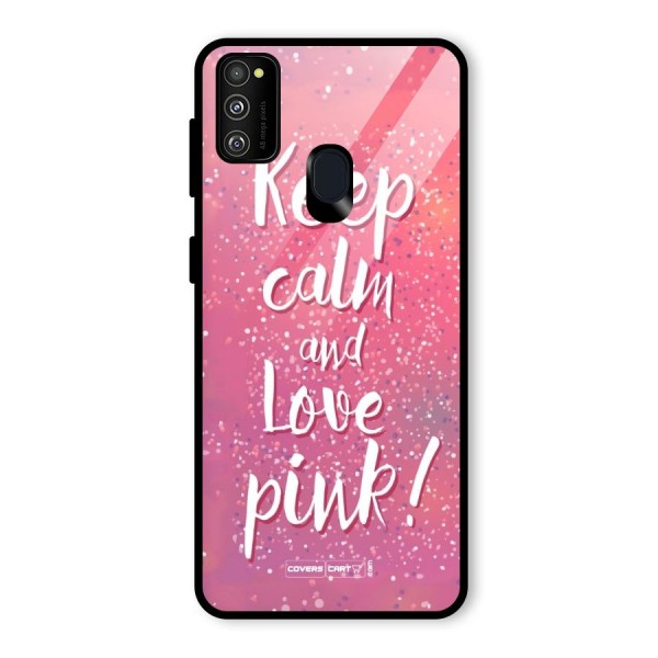 Love Pink Glass Back Case for Galaxy M21