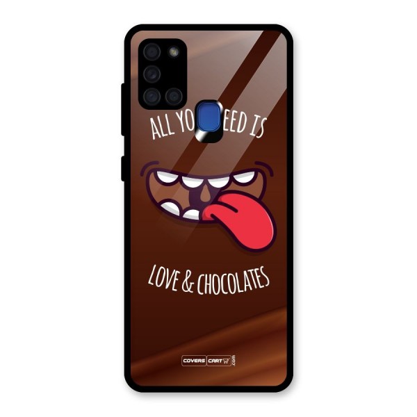 Love and Chocolates Glass Back Case for Galaxy A21s