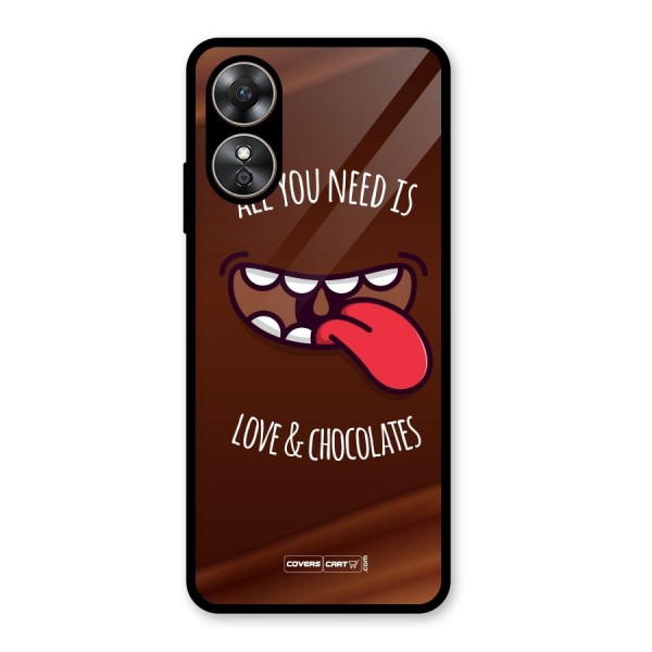 Love and Chocolates Glass Back Case for Oppo A17