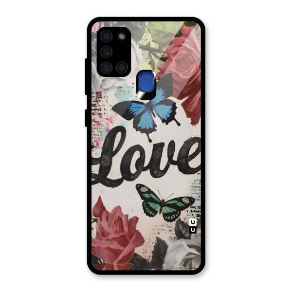 Lovely Butterfly Love Glass Back Case for Galaxy A21s