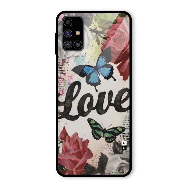 Lovely Butterfly Love Glass Back Case for Galaxy M31s