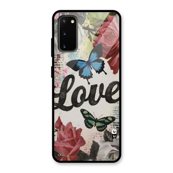 Lovely Butterfly Love Glass Back Case for Galaxy S20