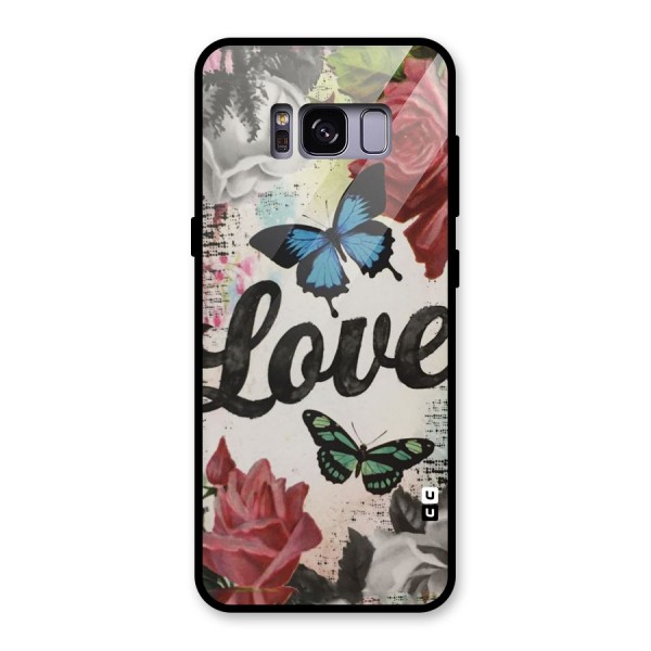 Lovely Butterfly Love Glass Back Case for Galaxy S8