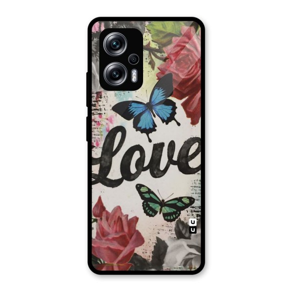 Lovely Butterfly Love Glass Back Case for Redmi K50i