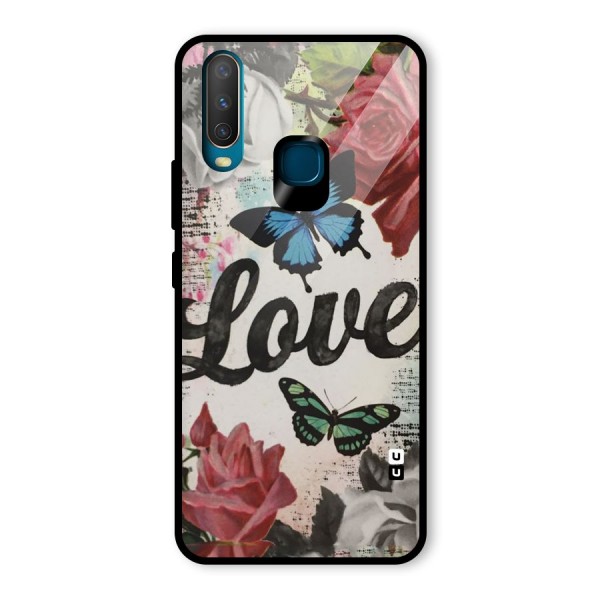 Lovely Butterfly Love Glass Back Case for Vivo Y12