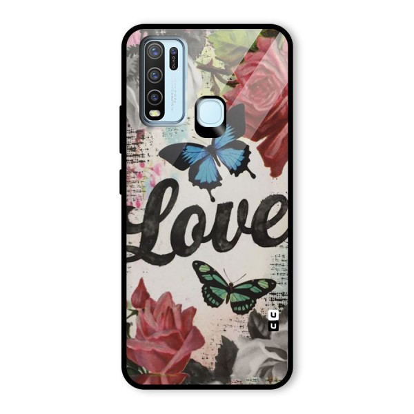 Lovely Butterfly Love Glass Back Case for Vivo Y50