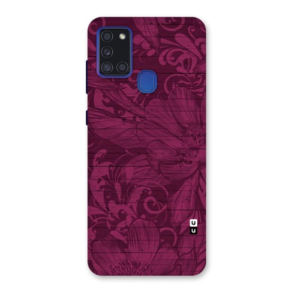 Magenta Floral Pattern Back Case for Galaxy A21s