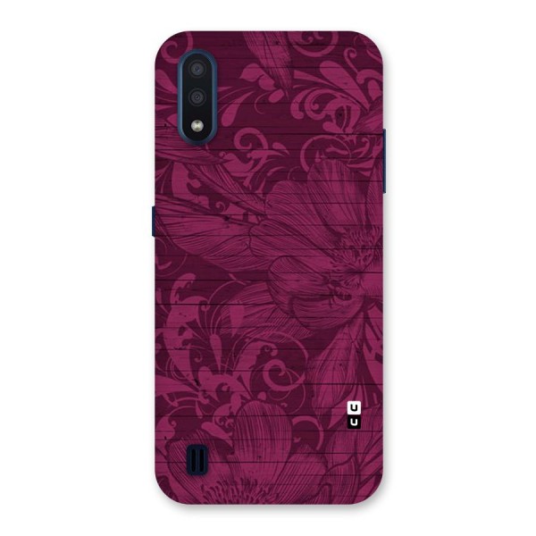 Magenta Floral Pattern Back Case for Galaxy M01