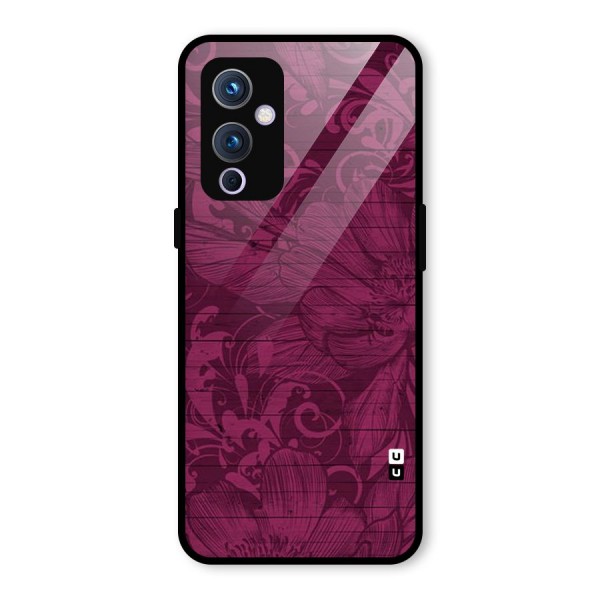 Magenta Floral Pattern Glass Back Case for OnePlus 9