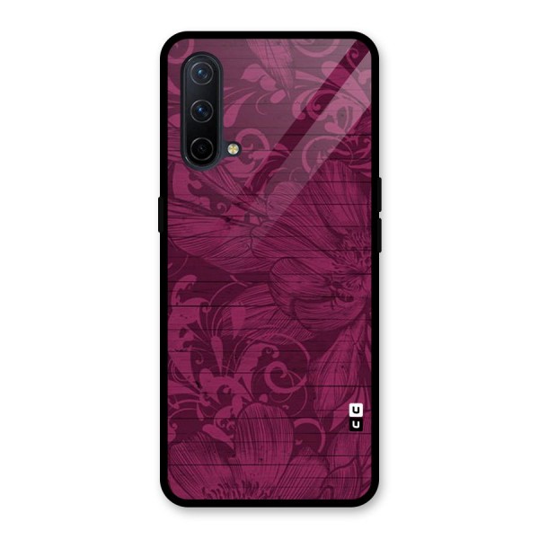 Magenta Floral Pattern Glass Back Case for OnePlus Nord CE 5G