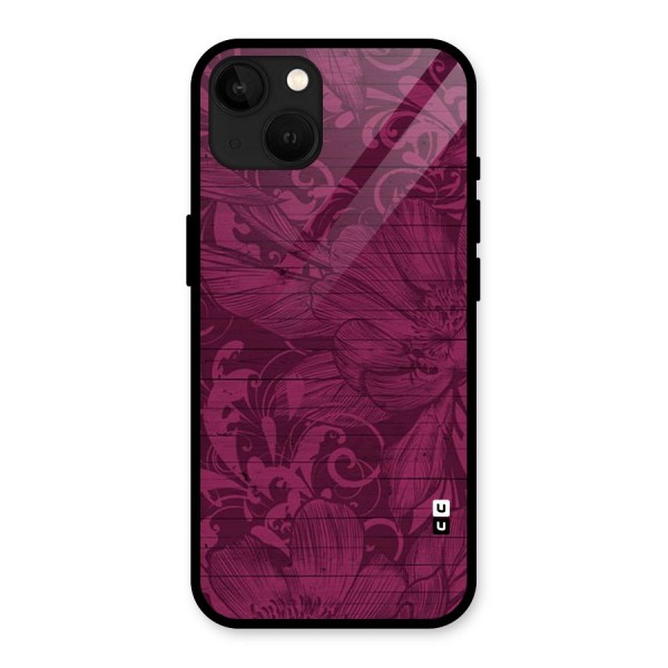 Magenta Floral Pattern Glass Back Case for iPhone 13