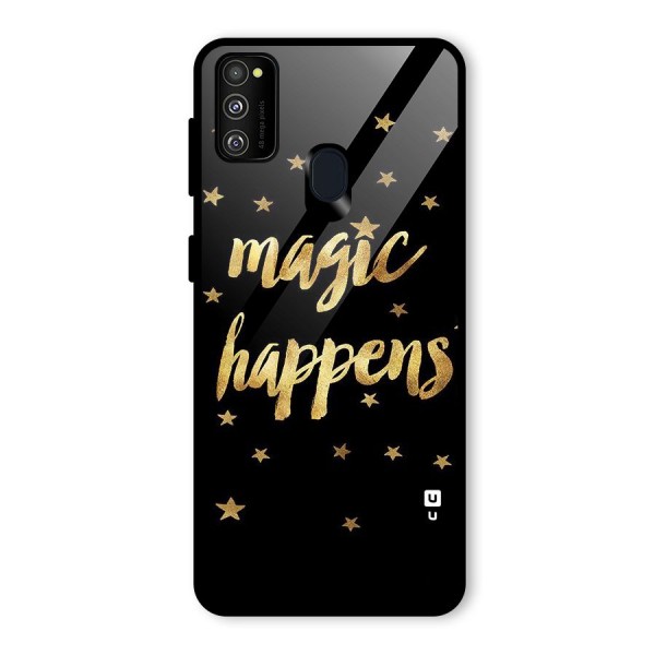 Magic Happens Glass Back Case for Galaxy M21