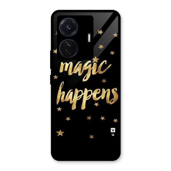 Magic Happens Glass Back Case for Vivo T1 Pro