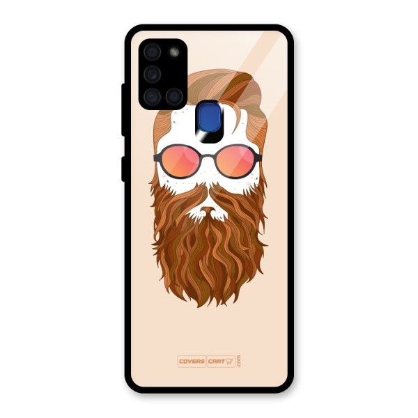 Man in Beard Glass Back Case for Galaxy A21s