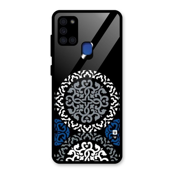 Mandala Circle Pattern Glass Back Case for Galaxy A21s