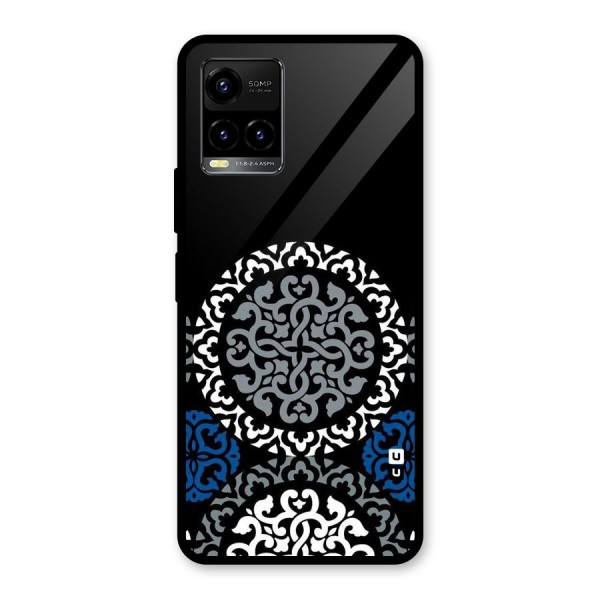 Mandala Circle Pattern Glass Back Case for Vivo Y21G