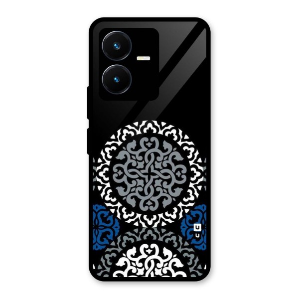 Mandala Circle Pattern Glass Back Case for Vivo Y22