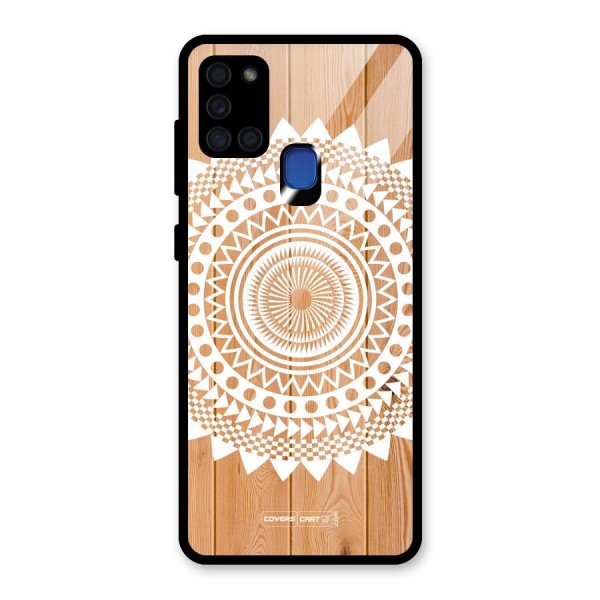 Mandala Design Glass Back Case for Galaxy A21s