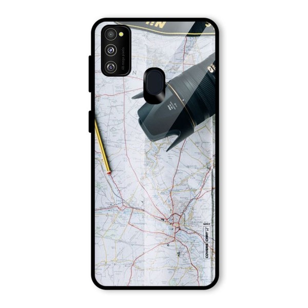 Map And Camera Glass Back Case for Galaxy M21