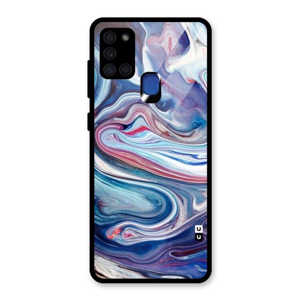 Marble Style Printed Glass Back Case for Galaxy A21s