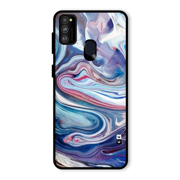 Marble Style Printed Glass Back Case for Galaxy M21