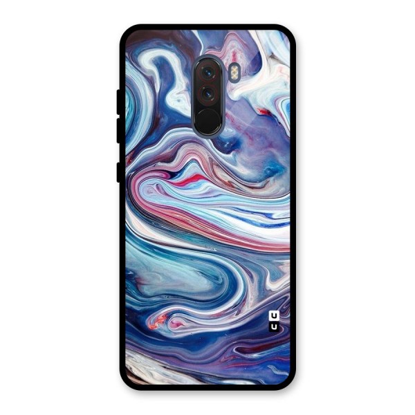 Marble Style Printed Glass Back Case for Poco F1