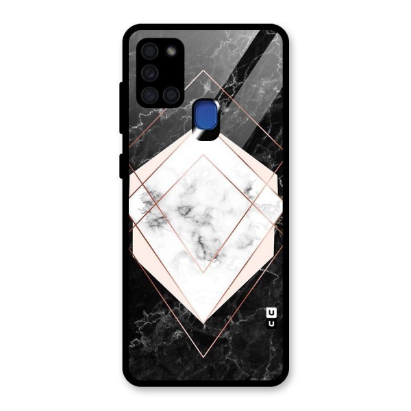 Marble Texture Print Glass Back Case for Galaxy A21s