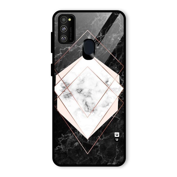 Marble Texture Print Glass Back Case for Galaxy M21