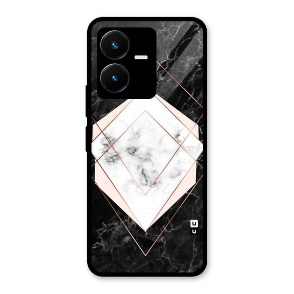 Marble Texture Print Glass Back Case for Vivo Y22