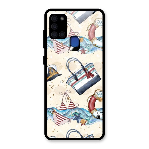 Marine Bag Design Glass Back Case for Galaxy A21s